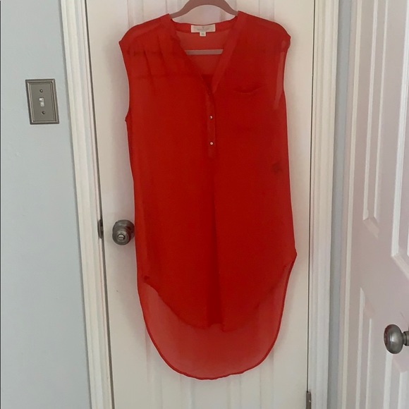 Red polyester sleeveless top sheer - Picture 1 of 5